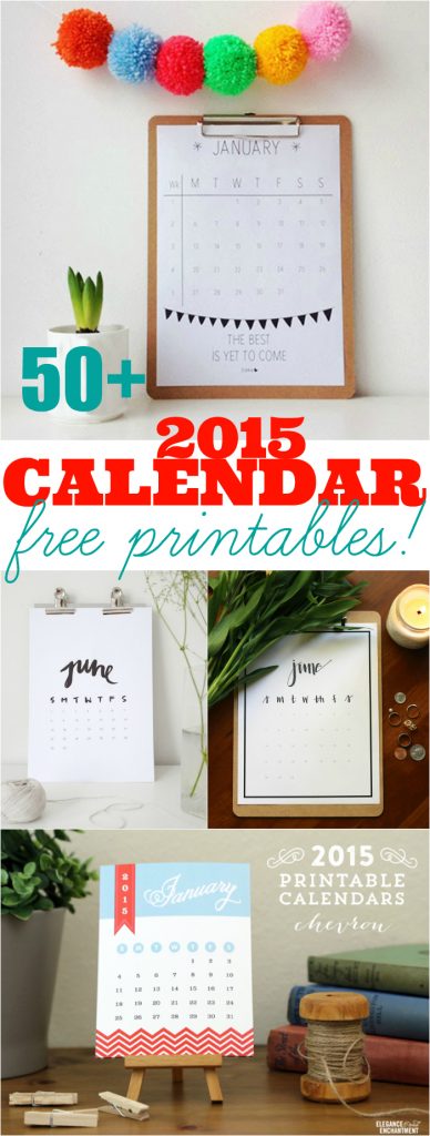 Over 50+ AWESOME 2015 free printable calendars!! You're sure to find your style in this amazing ultimate roundup!