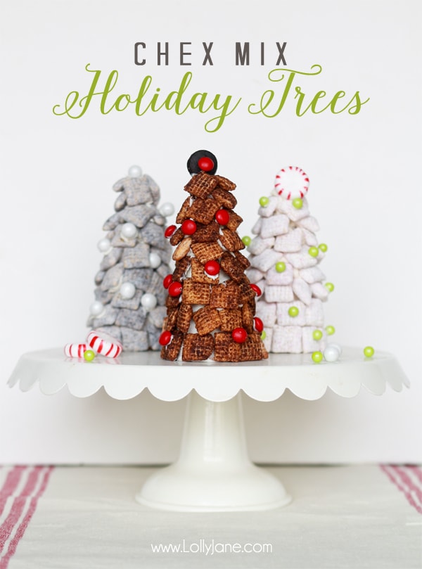 Chex Mix Trees, perfect for holiday parties!
