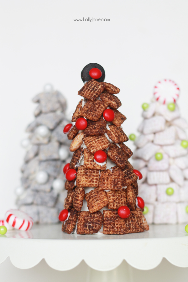 Chex Mix Trees, perfect for holiday parties!
