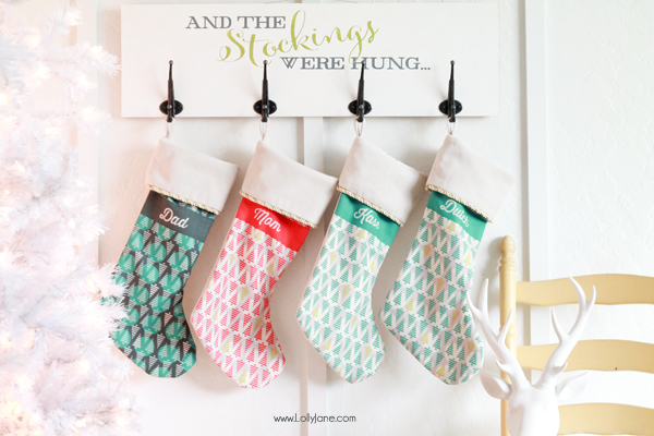 DIY Christmas Stocking Board, perfect for fireplace mantle-less spaces! 