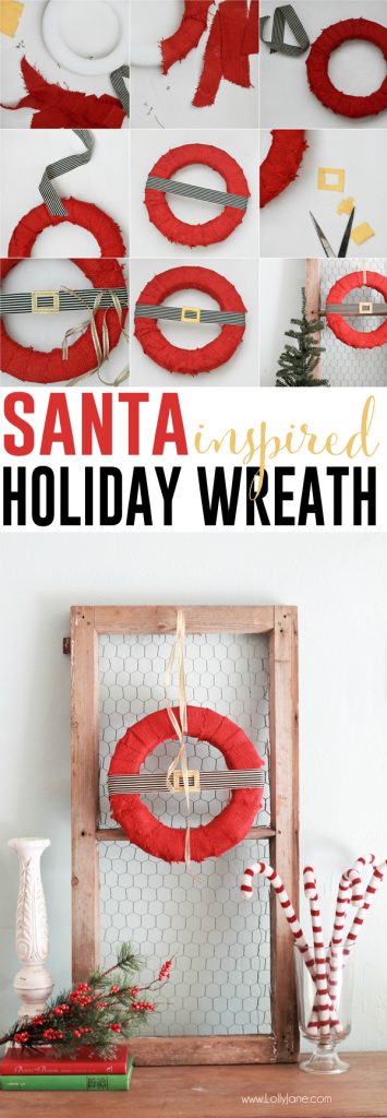 DIY Santa-inspired Holiday Wreath |via LollyJane.com