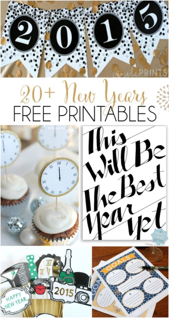 20+ New Years free printables! From budget planning to party decor, this is your one shop FREE printable stop!