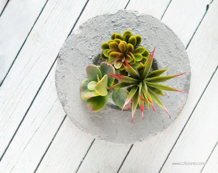 DIY Gold-Dipped Faux Concrete Succulent Planter.... so cool that it's made from styrofoam!!! Gotta try this! 