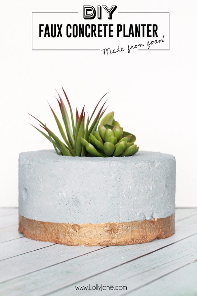 DIY Faux Concrete Succulent Planter.... so cool that it's made from styrofoam!!! Gotta try this! 