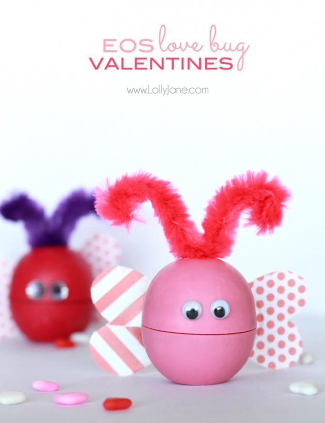 EOS Lip Balm "Love Bug" Valentines. So cute! (Includes printable tag, too!) 