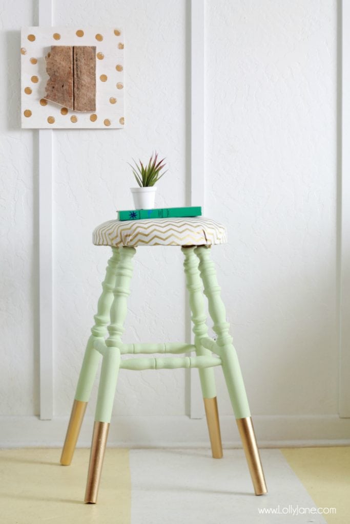 Thrifted gold dipped stool makeover
