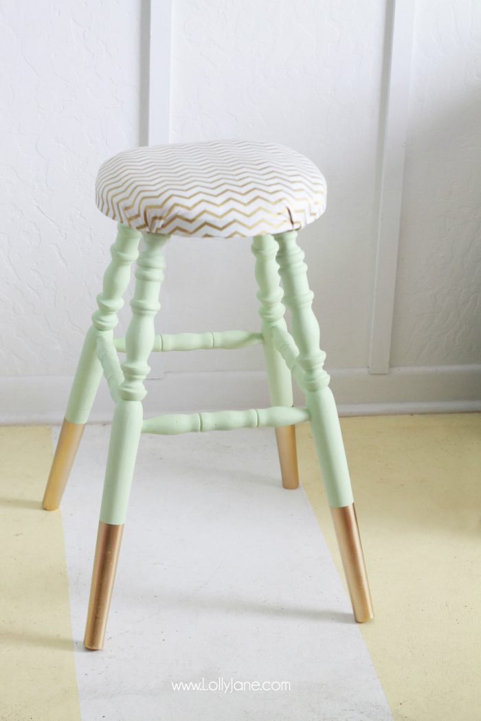 Gorgeous Mint Thrifted Gold-Dipped Bar Stool made over with BB Frosch Chalk Paint Powder!