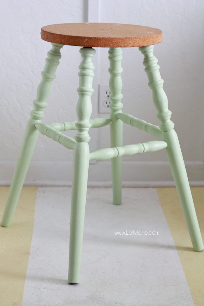 Gorgeous Mint Thrifted Gold-Dipped Bar Stool made over with BB Frosch Chalk Paint Powder!