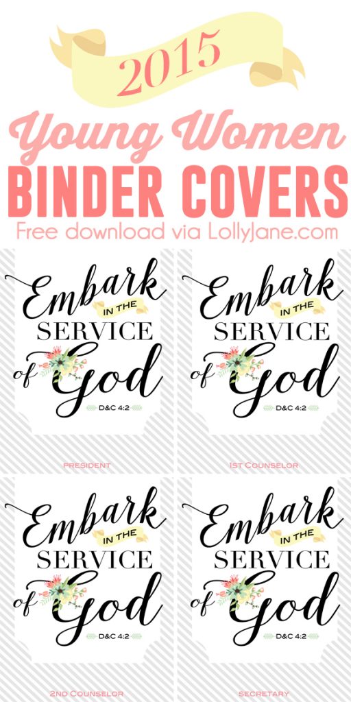 2015 Young Women LDS Binder Covers for the mutual theme (includes blank, President, Counselors + Secretary covers!) FREE 8x10 via lollyjane.com