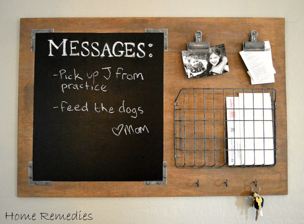 Love this industrial message board. Such a great way to get organized in one spot! Love this industrial style command center! #diy #organization #organizationhack #diycommandcenter #commandstation #messageboard