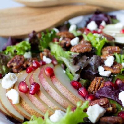 Pecan and Pear Salad with Pomegranate Seeds
