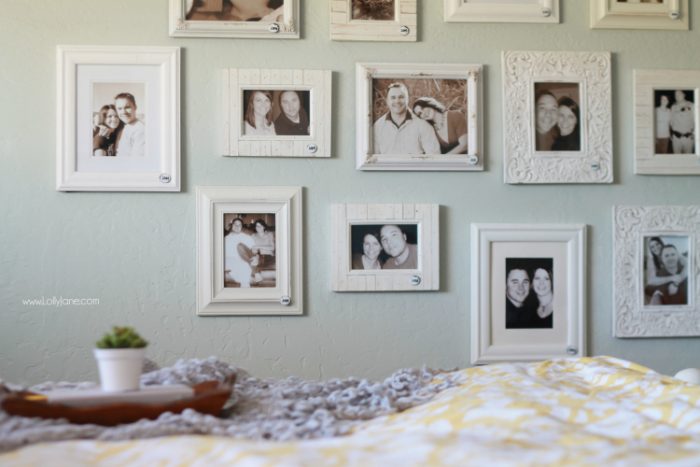 This is such a fun idea! Add a picture in your master bedroom for every year you've been together. Bonus: add the year on each frame. So fun to look back through all the years and how much you've changed in one place. Love this yearly couple gallery wall idea!