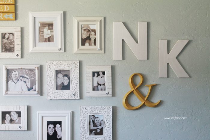 This is such a fun idea! Add a picture in your master bedroom for every year you've been together. Bonus: add the year on each frame. So fun to look back through all the years and how much you've changed in one place. Love this yearly couple gallery wall idea!