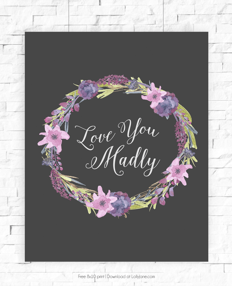 Love you madly |Free watercolor print