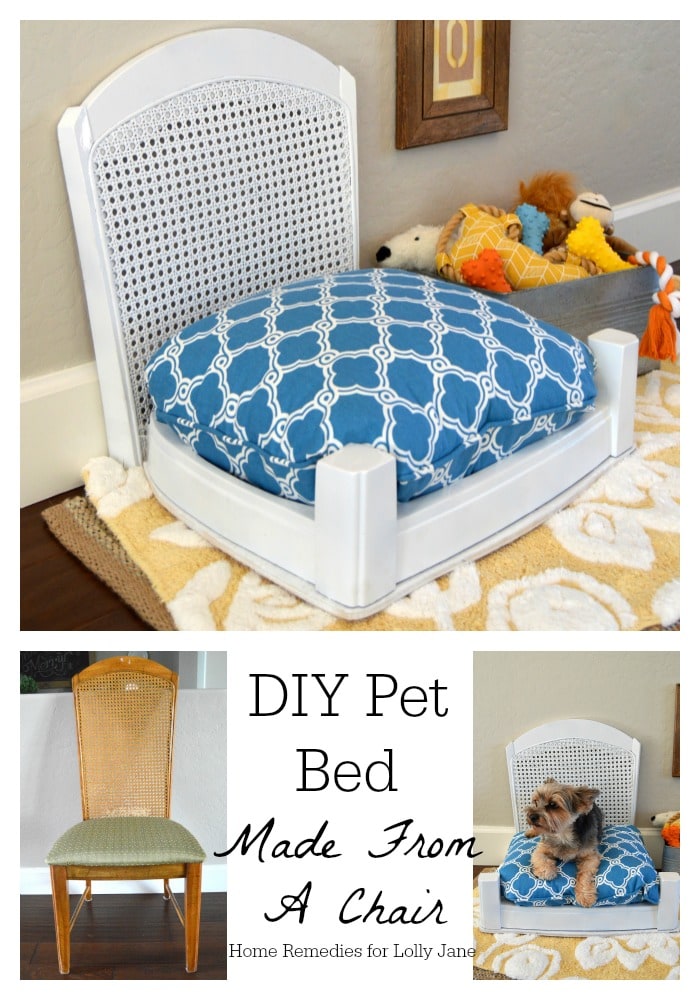 DIY pet bed made from a chair