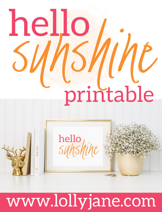 "Hello Sunshine" print by Paperelli, perfect to display for spring, summer or year-round! FREE! Just download and display!