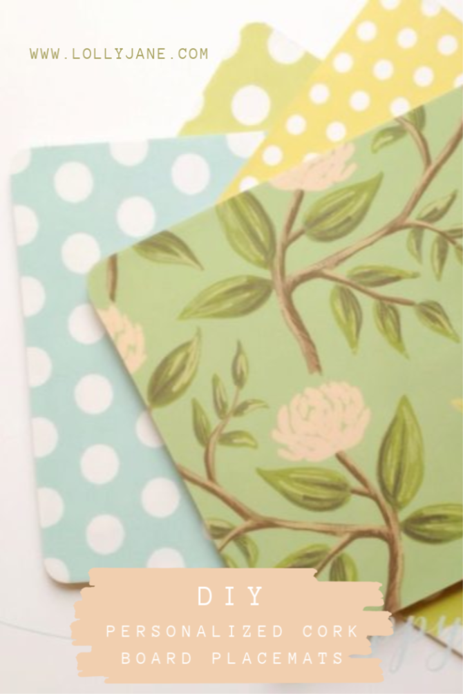 DIY personalized cork board placemats