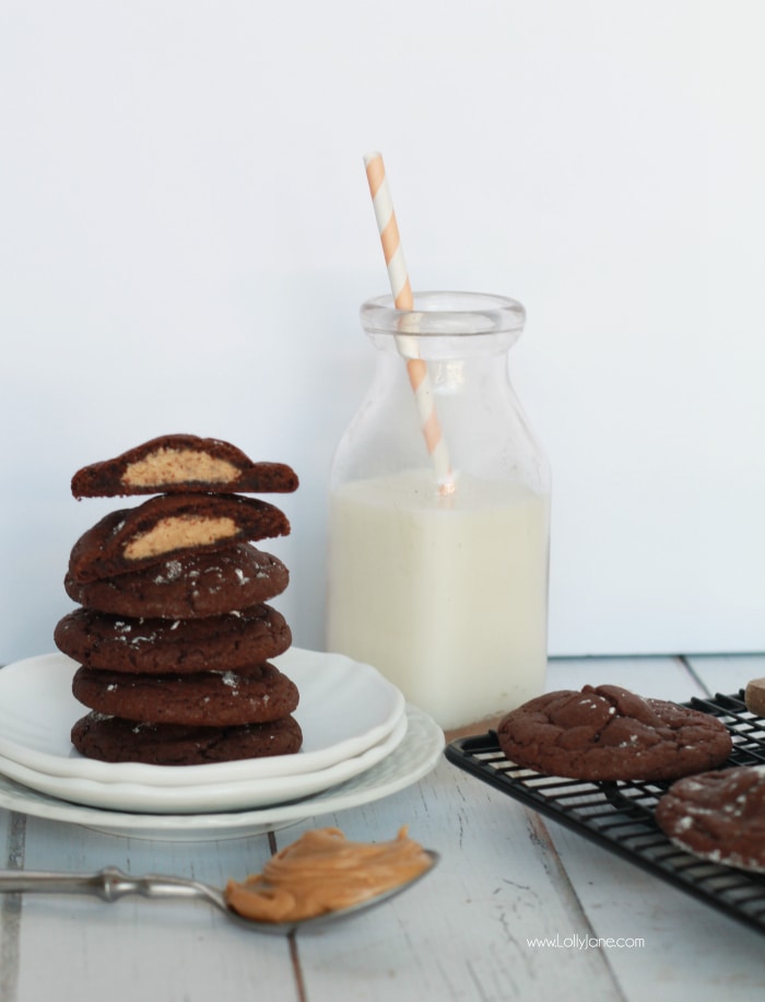 peanut butter stuffed chocolate cookies