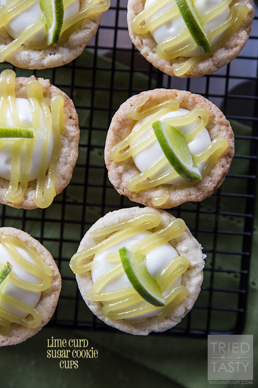 Holy YUM! These lime curd sugar cookie cups are sooo good!! What a fun family treat or great neighbor gift idea!