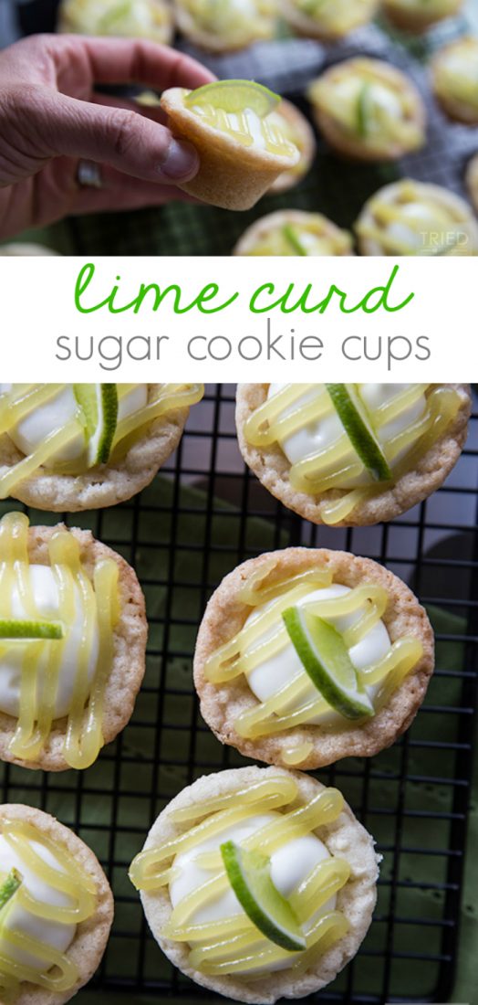 lHoly YUM! These lime curd sugar cookie cups are sooo good!! What a fun family treat or great neighbor gift idea! Yummy spring dessert or great Easter dessert idea!