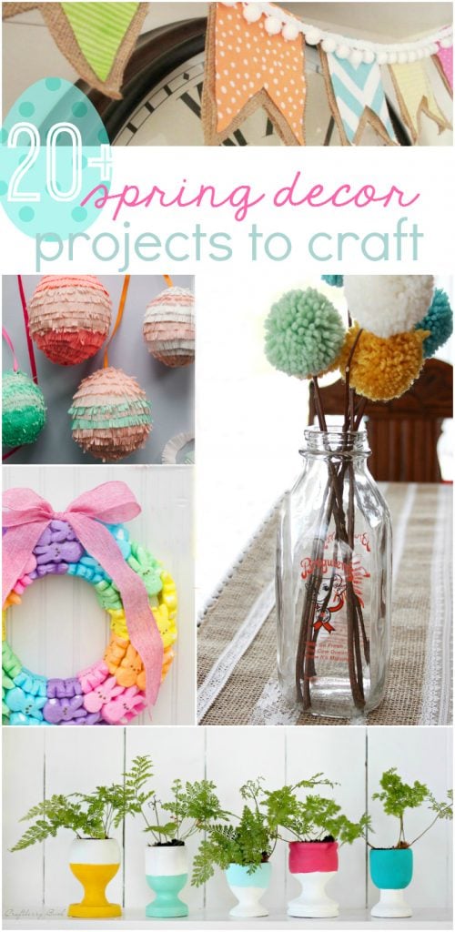20+ spring decor projects to craft. Lots of fun spring crafts and spring decor ideas! We love spring projects, click through to see how to brighten up your home for spring!