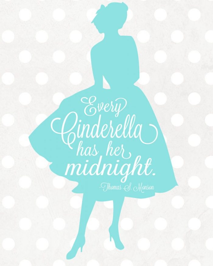 Free Cinderella Printable via Lolly Jane | "Every Cinderella has her midnight"