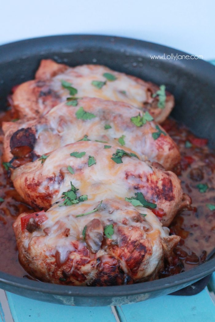 Garlic Parmesan Chicken recipe, so yummy and full of flavor! The two ingredient marinade really makes this meal juicy and flavorful!