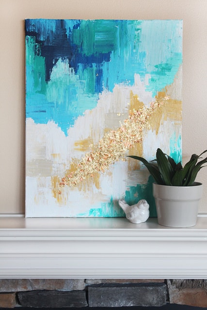 Love this abstract wall art tutorial! Such a pretty abstract art project, wow! Love the look of this abstract artwork and the step-by-step to create this easy abstract art! #abstractart #abstractartwork #abstractwalldecor #abstractpainting #abstracttutorial