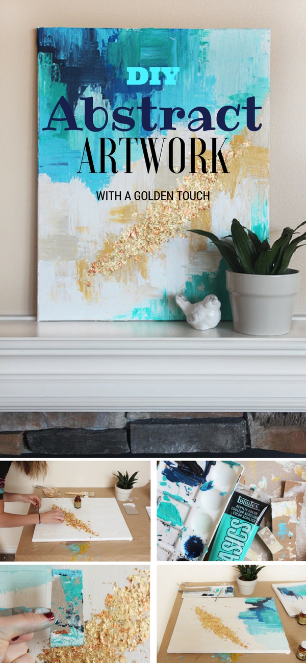 3d Art DIY-->Giant Canas abstract tutorial---> Gold Leaf Decor