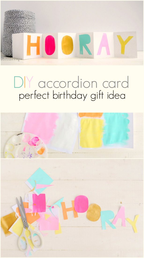 DIY paper accordion card idea. Love this easy watercolor card tutorial, the cutest idea for a sweet birthday gift. Handmade birthday gifts are the best!