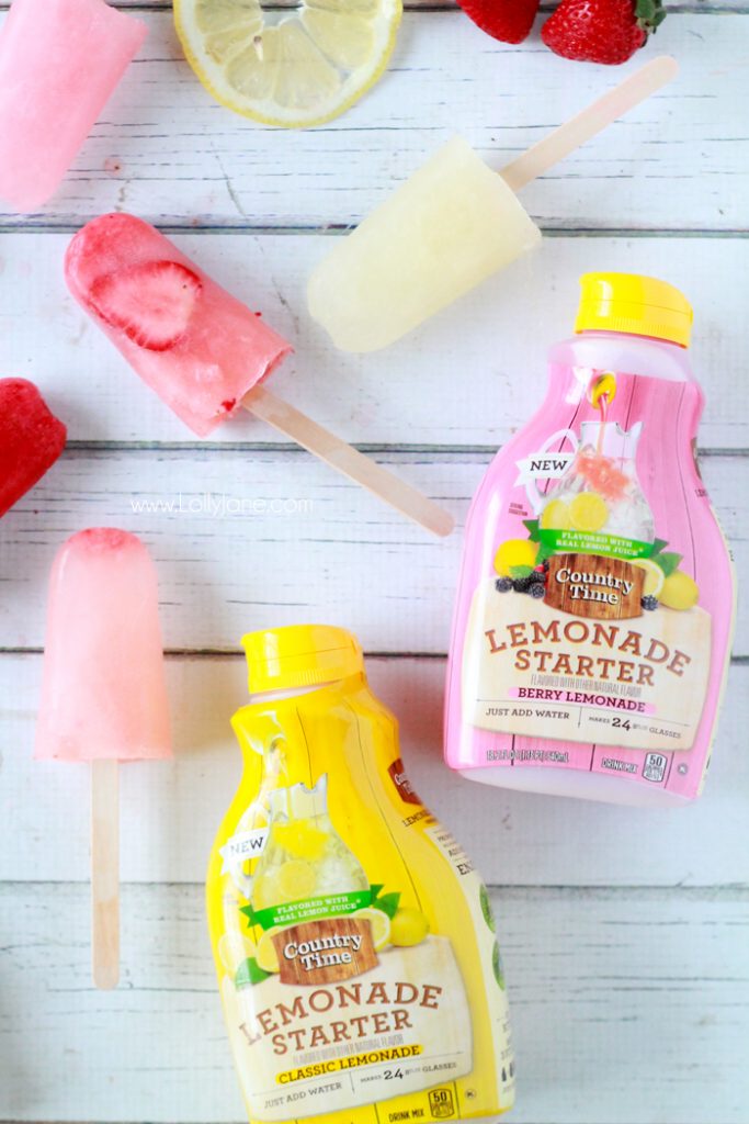 Strawberry Lemonade Popsicles. Perfect for warm sunny days and a yummy kids treat! 