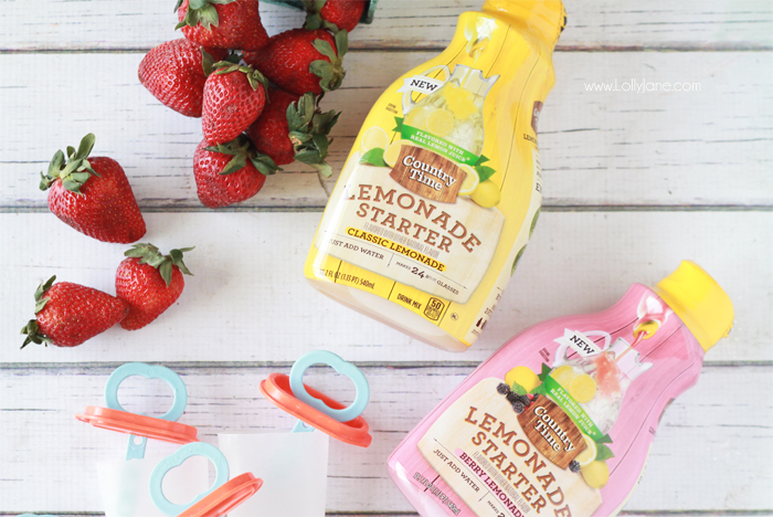 Strawberry Lemonade Popsicles. Perfect for warm sunny days and a yummy kids treat! 