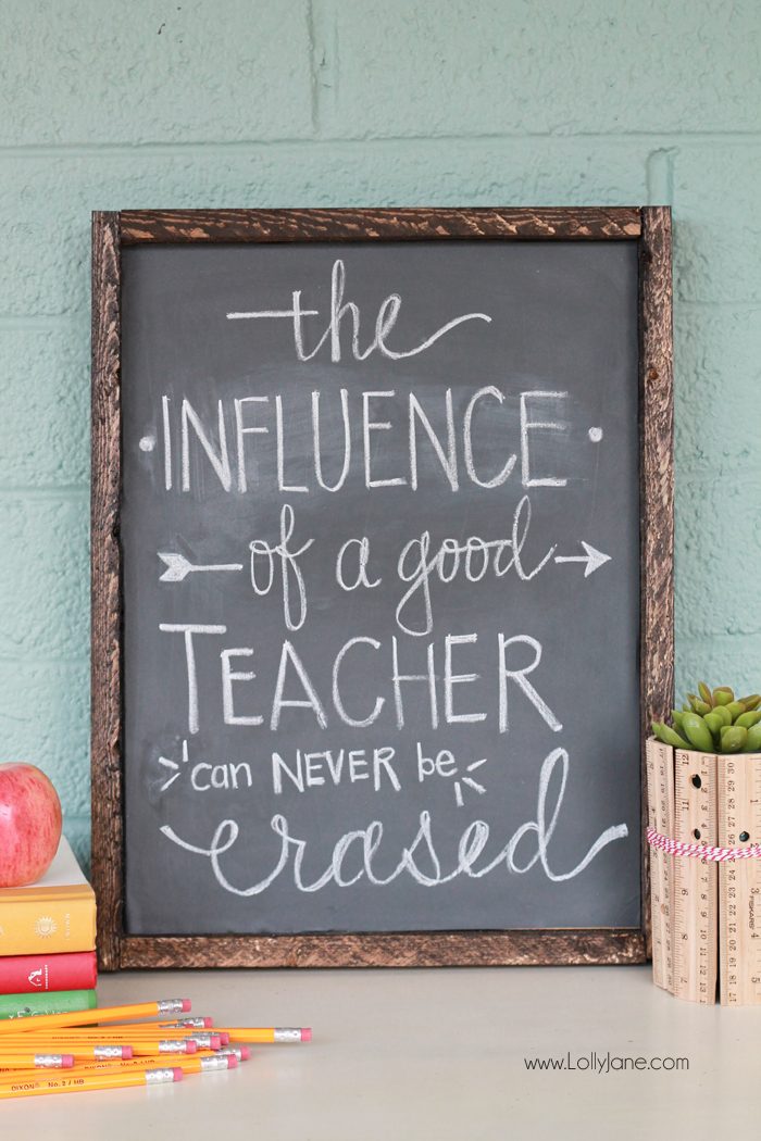 DIY Chalkboard Vinyl Framed Sign, no chalkboard paint or vinyl cutter needed! Just stick on and write in chalk!