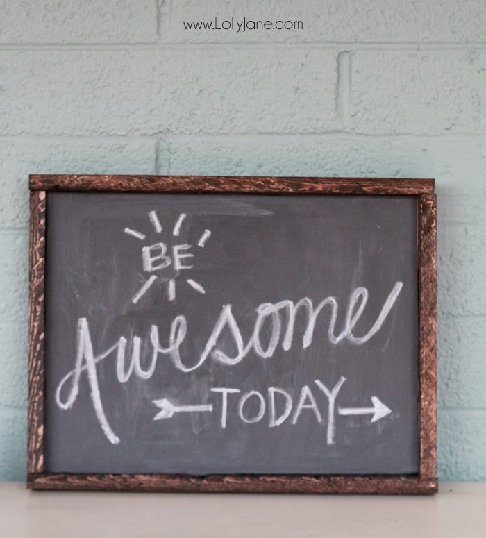 DIY Chalkboard Vinyl Framed Sign, no chalkboard paint or vinyl cutter needed! Just stick on and write in chalk!