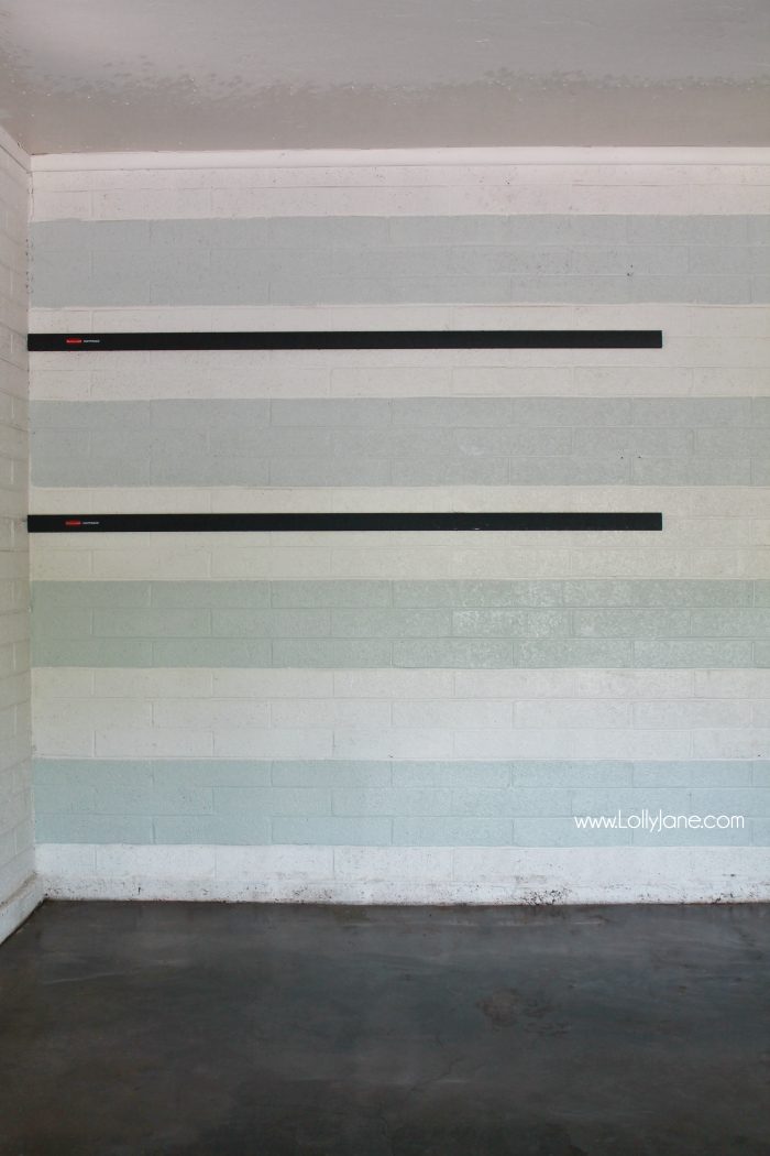 Garage Organization Makeover with Painted Striped Walls