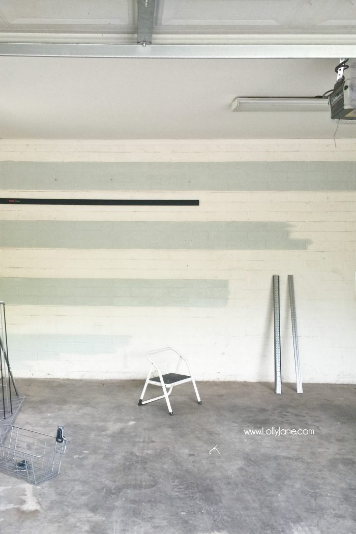 Garage Organization Makeover with Painted Striped Walls