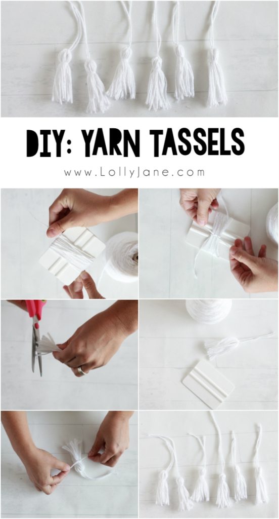 How to make tassels! Click to make fun DIY Kool Aid Dip Dye Tassel Wall Hanging, cute backdrop idea, adorable home decor or fun craft idea!