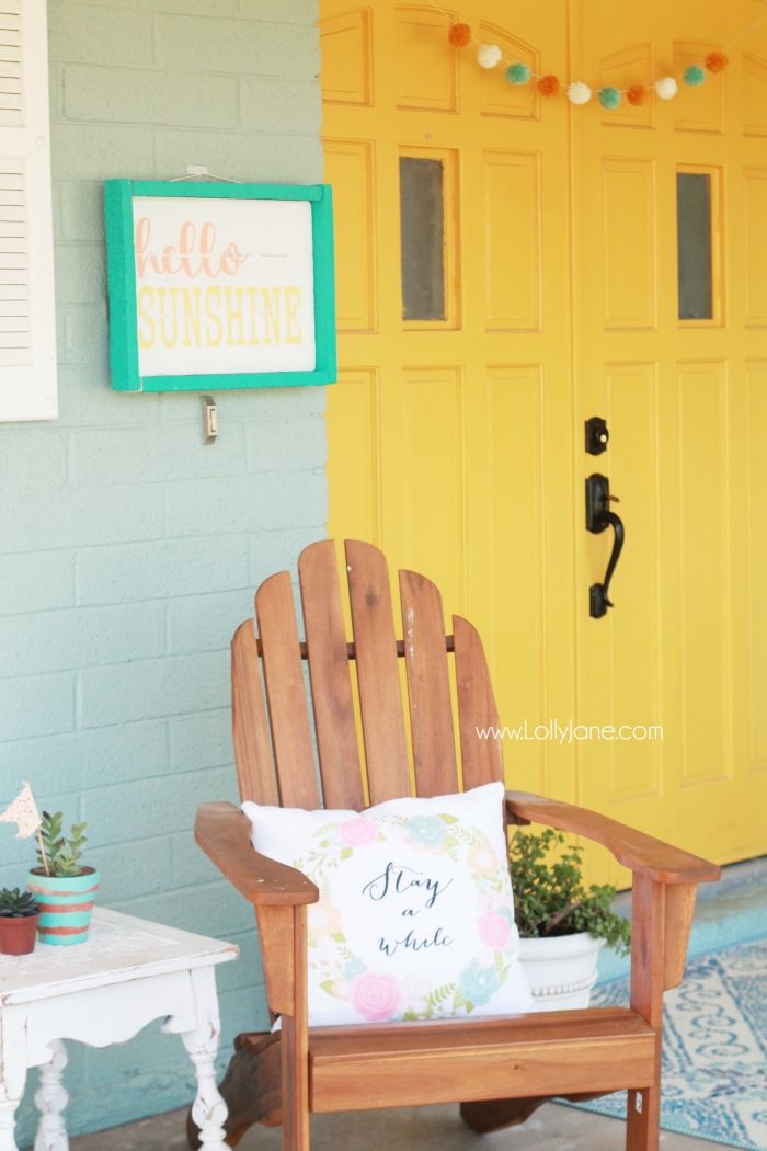 Make this fun Hello Sunshine summer sign using foam! Easy DIY craft project, hello sunshine! Cute summer decor idea, fun front porch summer decor too!