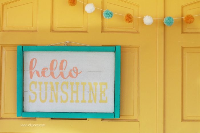 Make this fun Hello Sunshine summer sign using foam! Easy DIY craft project, hello sunshine! Cute summer decor idea, fun front porch summer decor too!