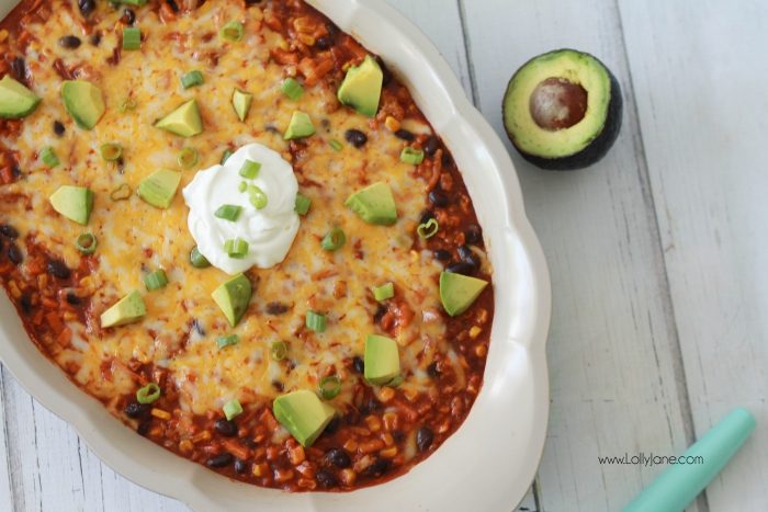 Easy Spiralized Turkey Sweet Potato Enchilada Casserole dinner recipe, so good! All the flavor of enchiladas without the carbs!