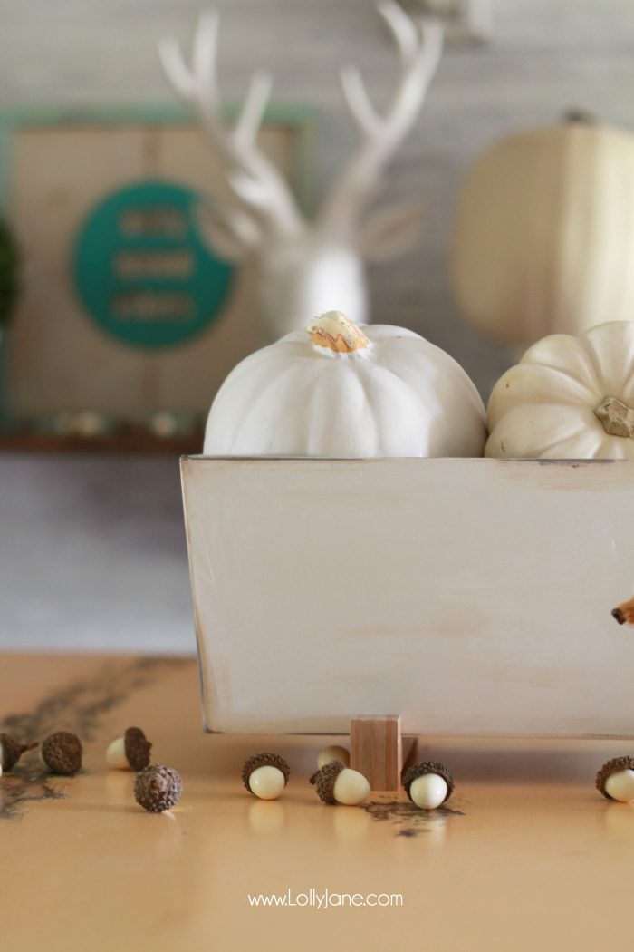 Easy Fall Tablescape idea! Pile neutural pumpkins into a cheap IKEA planter and enjoy!