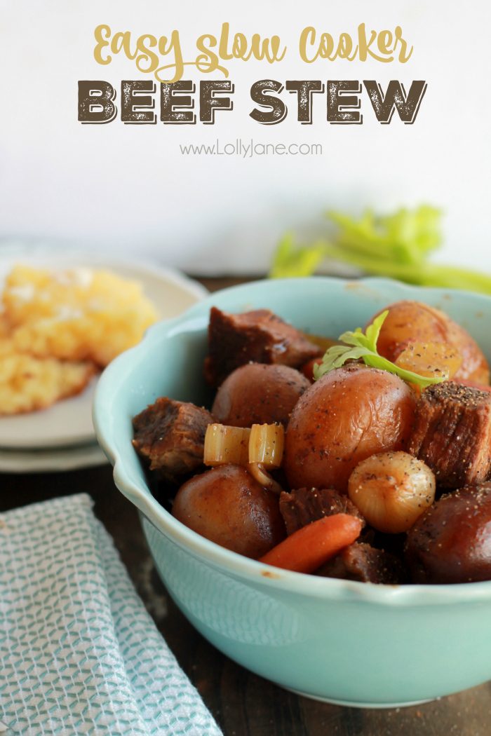 Easy Crock Pot Beef Stew... just toss ingredients in the crockpot and enjoy! YUM!