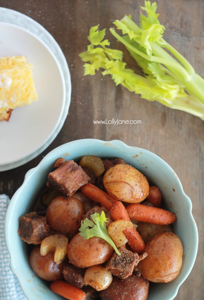 Easy Crock Pot Beef Stew... just toss ingredients in the crockpot and enjoy! YUM!