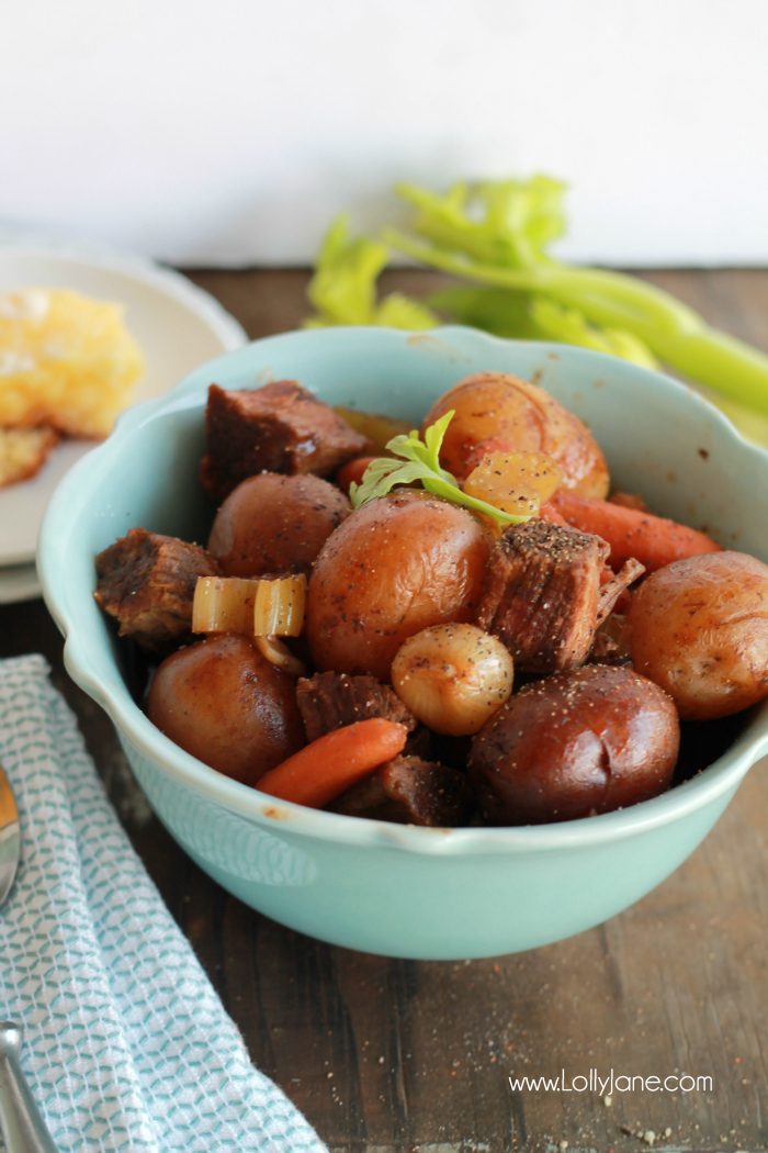 Easy Crock Pot Beef Stew... just toss ingredients in the crockpot and enjoy! YUM!