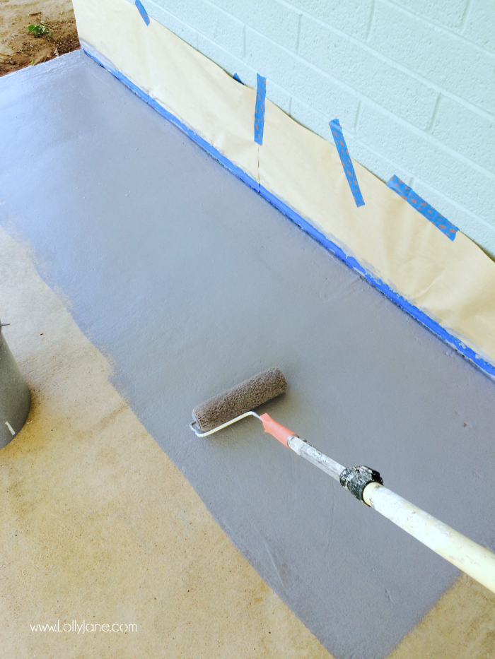 How to paint concrete floors: use a concrete paint porch and floor paint for secure adhesion. Click through for an awesome striped porch makeover.