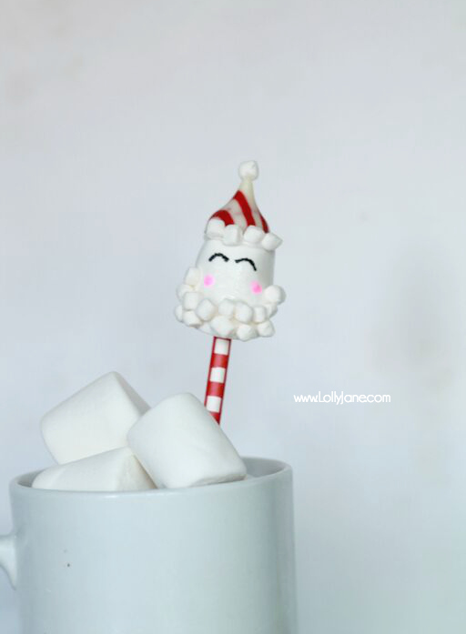 Cute Hot Cocoa Santa Stir Sticks tutorial!