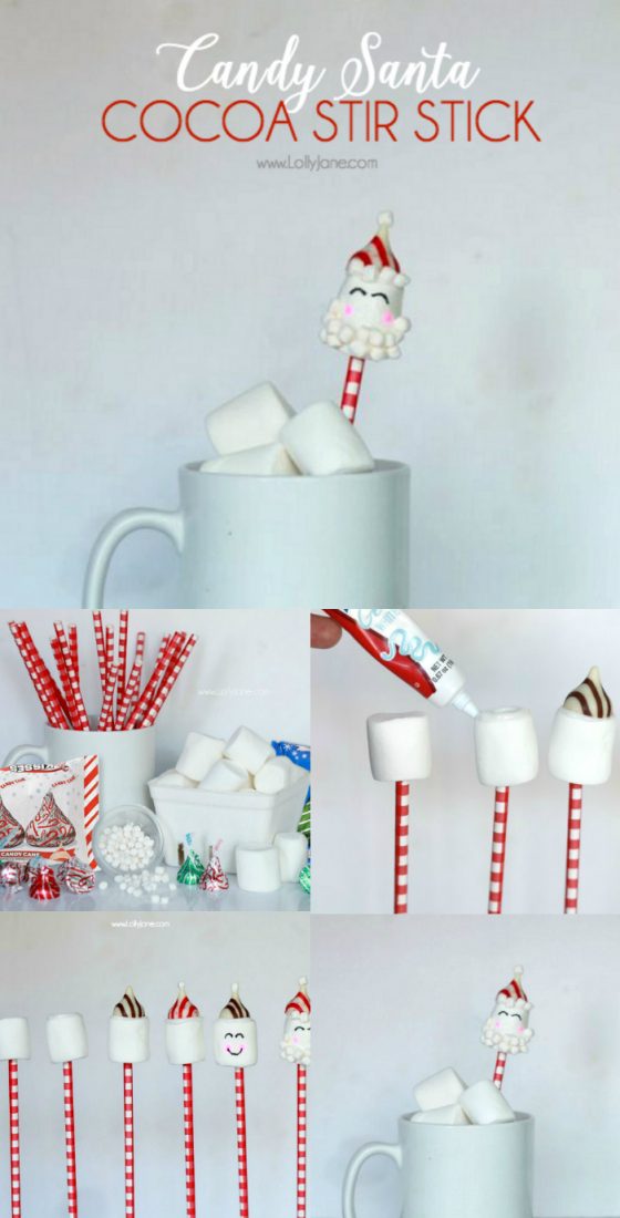 Cute Hot Cocoa Santa Stir Sticks tutorial!