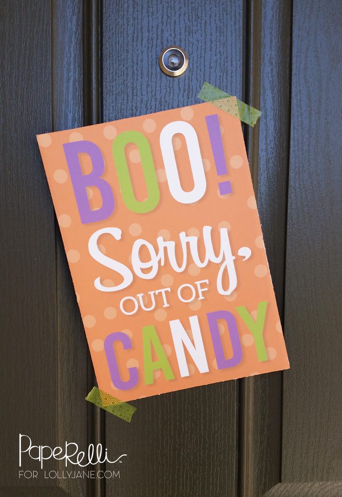 FREE Trick or Treat Printables, perfect to leave on your porch with a bowl of candy OR to tell trick-or-treaters you're out of candy! Just print and hang! |via Paperellia