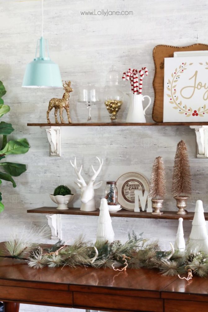 How to decorate shelves for Christmas