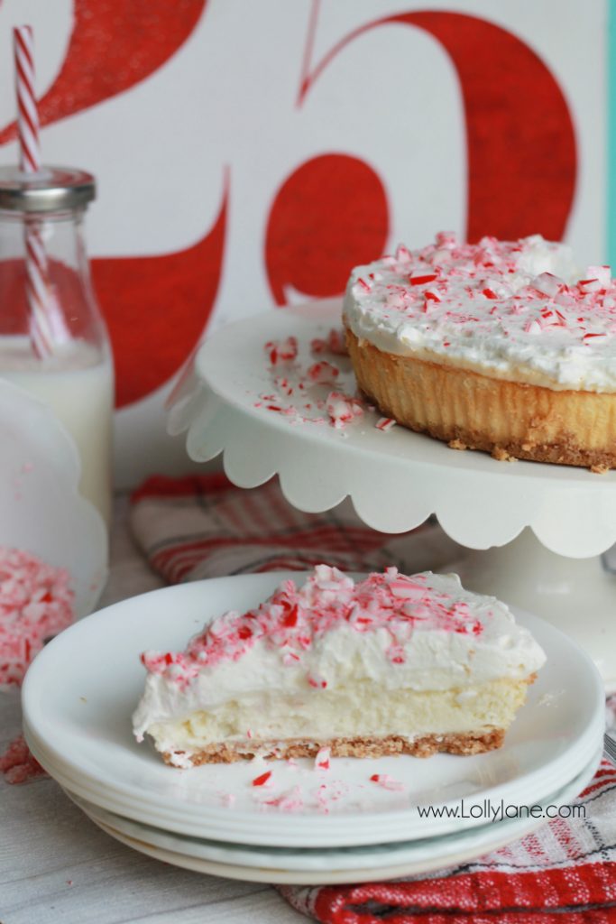 Delicious peppermint cheesecake recipe! This peppermint cheesecake topping has just the right hint of peppermint but isn't overwhelming. Homemade peppermint whipped topping, so good!